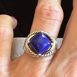David Yurman sterling silver and blue lapis infinity ring. Size 7.